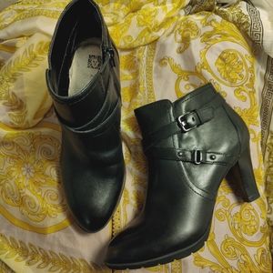 Anne Klein Women's Damina Black Leather Ankle Boots, Size 8